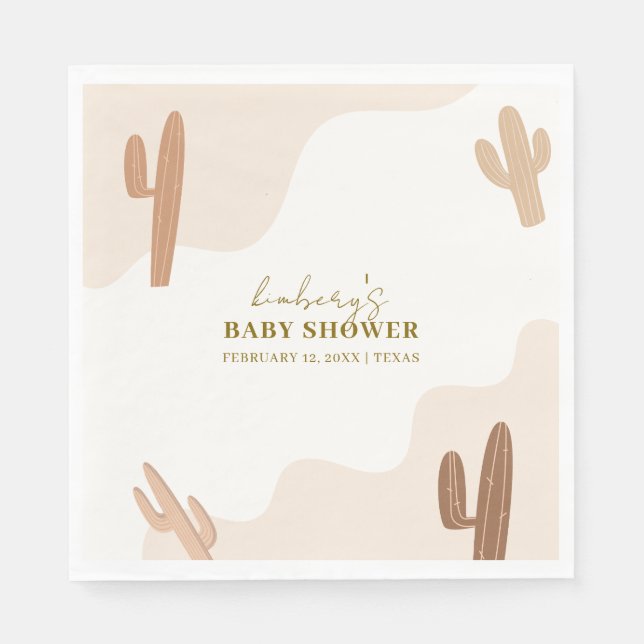 Gender Neutral Modern Boho Cactus Baby Shower Napkin (Front)