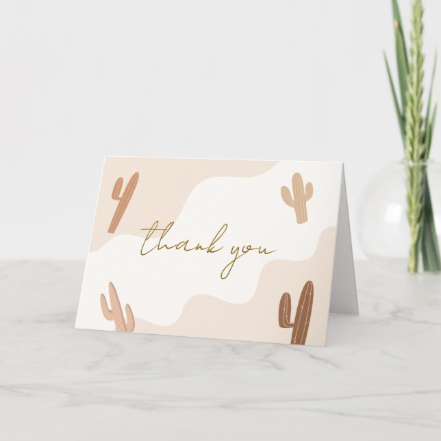 Gender Neutral Modern Boho Cactus Baby Shower Thank You Card (Front)