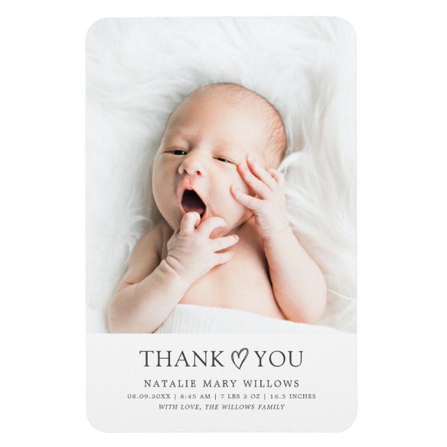 Gender Neutral Modern Minimalist Baby Photo Gifts Magnet (Vertical)