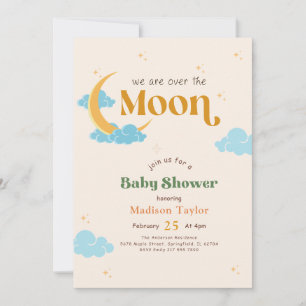 Gender Neutral Moon and Stars Baby Shower Invitation