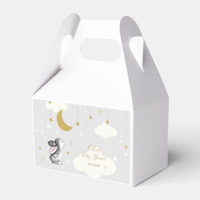 Gender Neutral Moon Star Cloud Baby Shower Favour Box (Back Side)