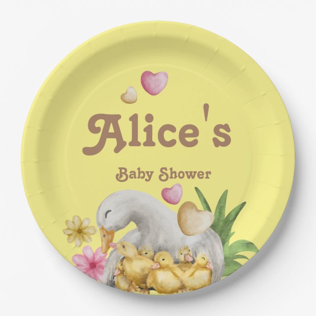 Gender Neutral Mummy and Baby Cute Baby Shower Paper Plate (Front)