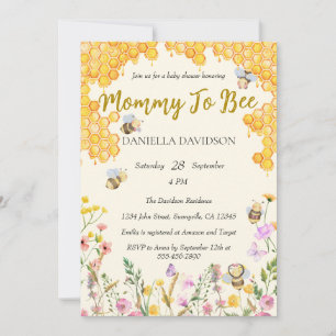 Gender Neutral Mummy to Bee Floral Baby Shower Invitation