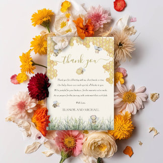 Gender Neutral Mummy to Bee Honey Cute Baby Shower Thank You Card
