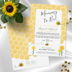 Gender Neutral Mummy To Bee Virtual Baby Shower Invitation