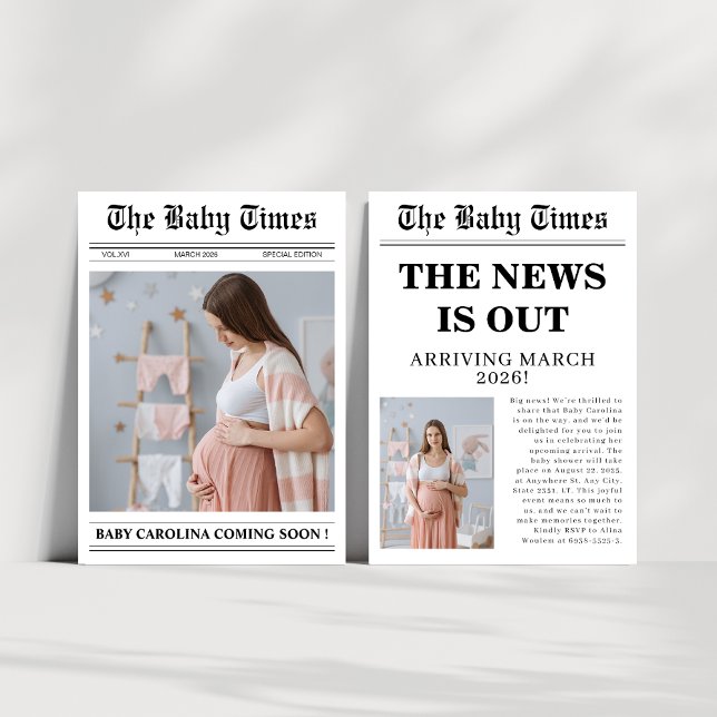 Gender neutral Newspaper baby shower Invitation (Creator Uploaded)
