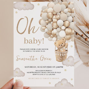 Gender Neutral Oh Baby Bear Baby Shower Invitation