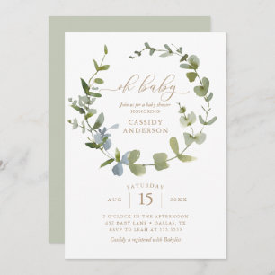 Gender Neutral Oh Baby Eucalyptus Baby Shower Invi Invitation