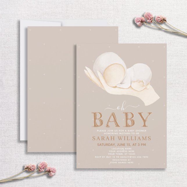 Gender Neutral Oh Baby Quote Minimal Baby Shower Invitation (Creator Uploaded)