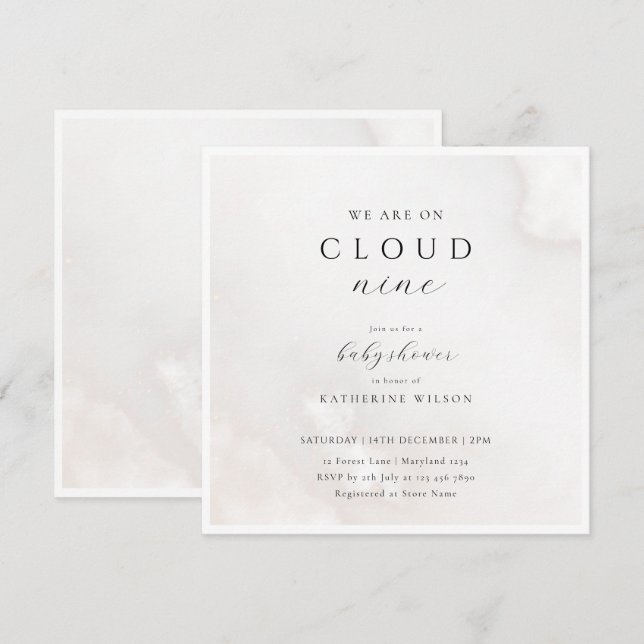 Gender Neutral On Cloud Nine Baby Shower Invitation (Front/Back)