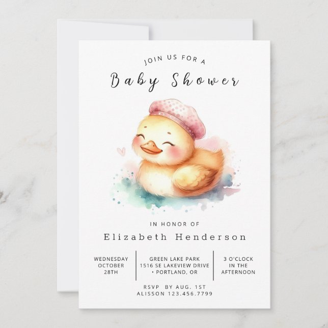 Gender Neutral Online Duck Baby Shower Invitation (Front)