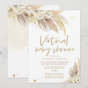 Gender Neutral Pampas Grass Virtual Baby Shower Invitation