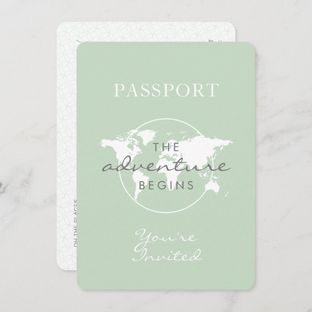 Gender Neutral Passport Travel Theme Baby Shower Invitation (Front/Back)