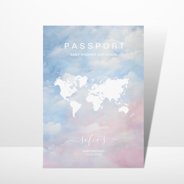 Gender Neutral Passport World Map Baby Shower  Invitation (Creator Uploaded)