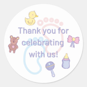 Gender Neutral Pastel Baby Shower Thank You Classic Round Sticker