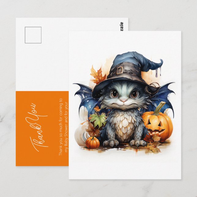 Gender Neutral Personalised Watercolor Baby Dragon Postcard (Front/Back)