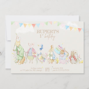 Gender Neutral  Peter the Rabbit First Birthday Invitation