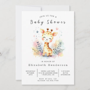 Gender Neutral Printable Giraffe Baby Shower Invitation
