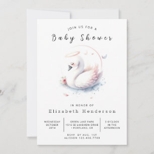 Gender Neutral Printable Swan Baby Shower Invitation