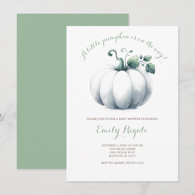 Gender Neutral Pumpkin Baby Shower Invitations (Front/Back)