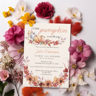 Gender Neutral Pumpkin Fall Rustic Baby Shower Invitation