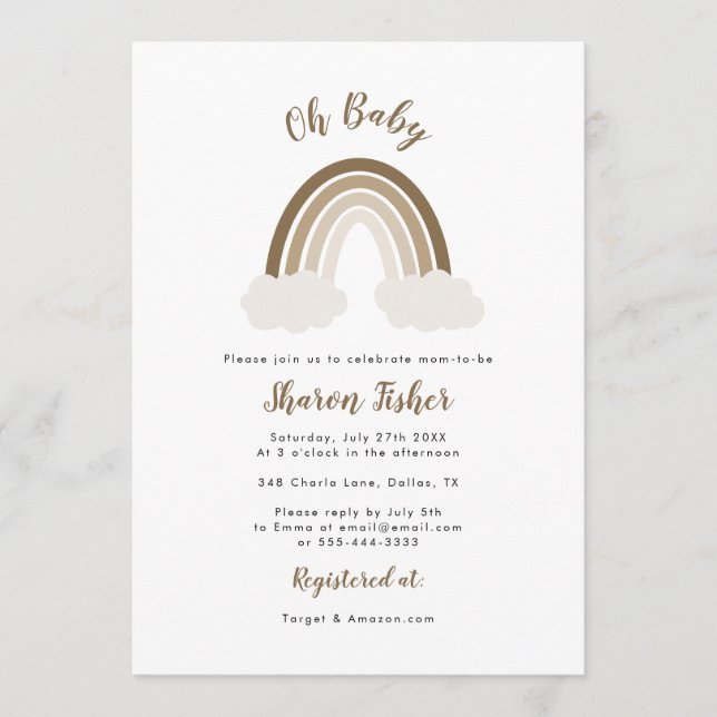 Gender Neutral Rainbow Baby Shower Invitation (Front)