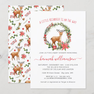 Gender Neutral   Reindeer Christmas Baby Shower Invitation