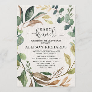 Gender neutral rustic fall baby brunch shower invitation