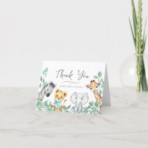 Gender Neutral Safari Animals Greenery Baby Shower Thank You Card