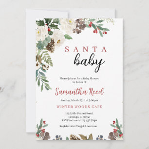 Gender Neutral Santa Baby Christmas Baby Shower Invitation