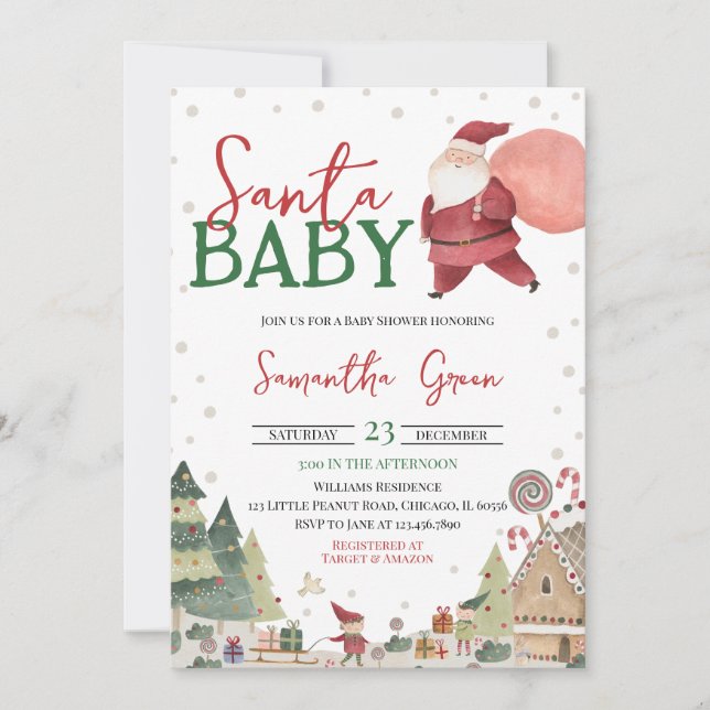 Gender Neutral Santa Baby Shower Invitation (Front)