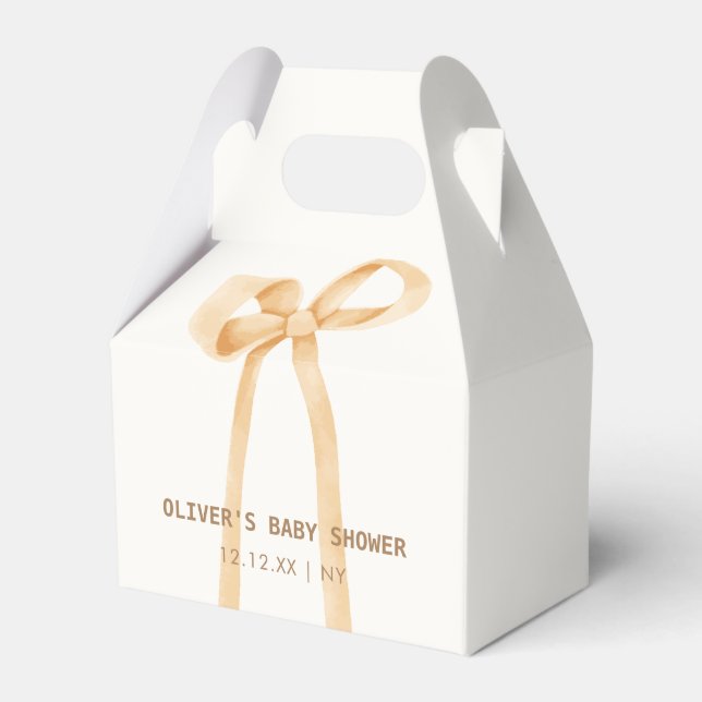 Gender Neutral Simple Bow Baby Shower  Favour Box (Front Side)