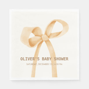 Gender Neutral Simple Bow Baby Shower  Napkin