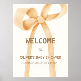 Gender Neutral Simple Bow Baby Shower Welcome Poster