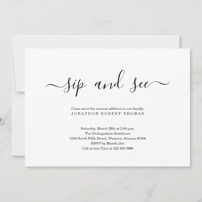 Gender Neutral Sip and See Invitation (Front)
