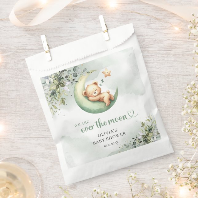 Gender neutral sleeping teddy bear eucalyptus moon favour bags (Clipped)