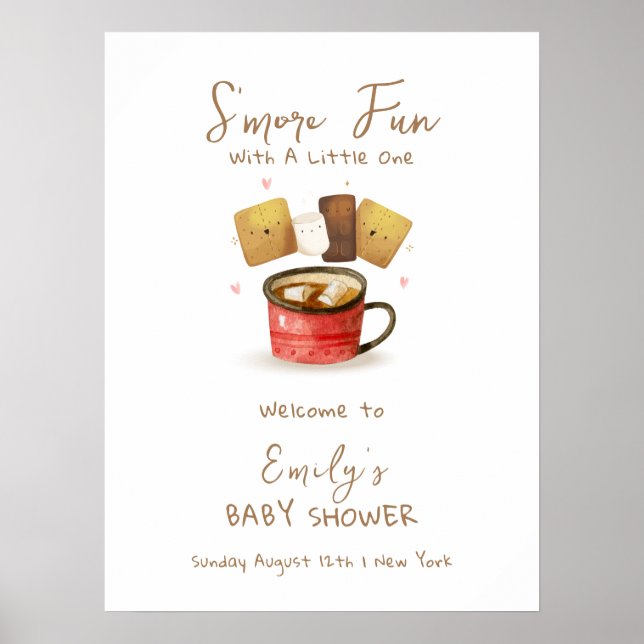 Gender Neutral S'more Fun Fall Baby Shower Welcome Poster (Front)
