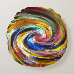 Gender Neutral Sprial Colour Swirled Colourful Round Cushion