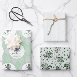 Gender Neutral St Patrick's Day Baby Shower Wrapping Paper Sheet