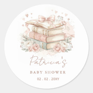 Gender Neutral Story book Baby Shower Book Request Classic Round Sticker
