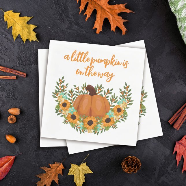 Gender Neutral Sunflowers Pumpkin Baby Shower Napkin (Creator Uploaded)