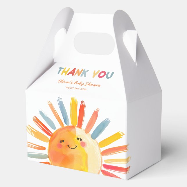 Gender Neutral Sunshine Baby Shower Favour Box (Front)