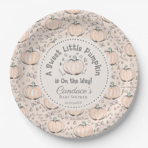 Gender Neutral Sweet Little Pumpkin Baby Shower Paper Plate