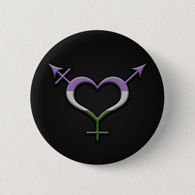 Gender Neutral Symbol in Genderqueer Pride Flag  6 Cm Round Badge (Front)
