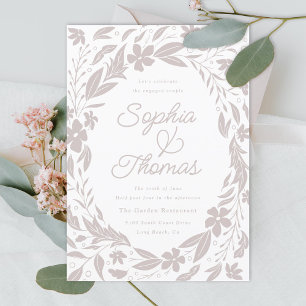 Gender Neutral Tan Couples Engagement party Invitation