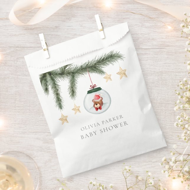 Gender Neutral Teddy Bear Winter Baby Shower Favour Bags (Clipped)