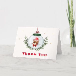 Gender Neutral Teddy Bear Winter Baby Shower Thank You Card