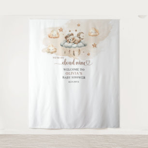 Gender neutral terracotta ivory cloud nine bear tapestry