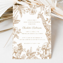 Gender Neutral Toile Safari Elegant Baby Shower