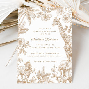 Gender Neutral Toile Safari Elegant Baby Shower Invitation